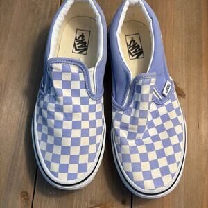 Lilac Checkered Vans Slip On Sneakers